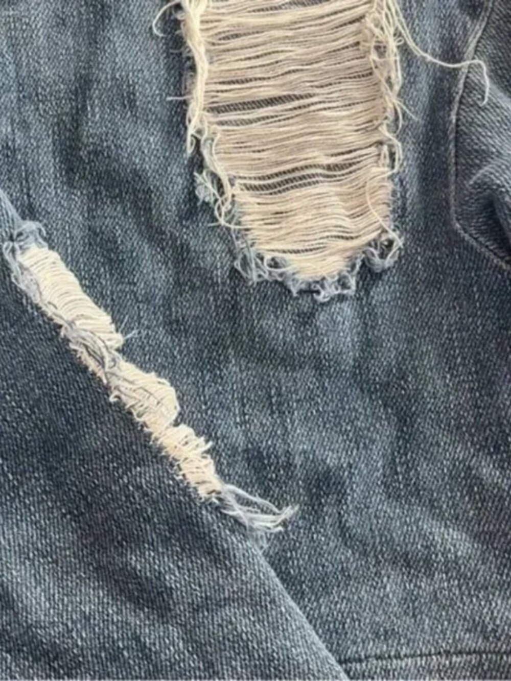 Designer Fall-Winter 2018 Ready-To-Wear Collection Distressed Denim Top Sweater - Picture 14 of 16